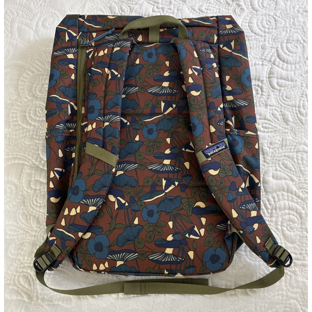 Patagonia Arbor Roll Top Canvas Pack Backpack Brown Blue Mushrooms Rucksack - Picture 5 of 11